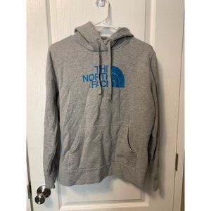 The North Face Women's Half Dome Pullover Hoodie Light Grey Blue Logo Sz L